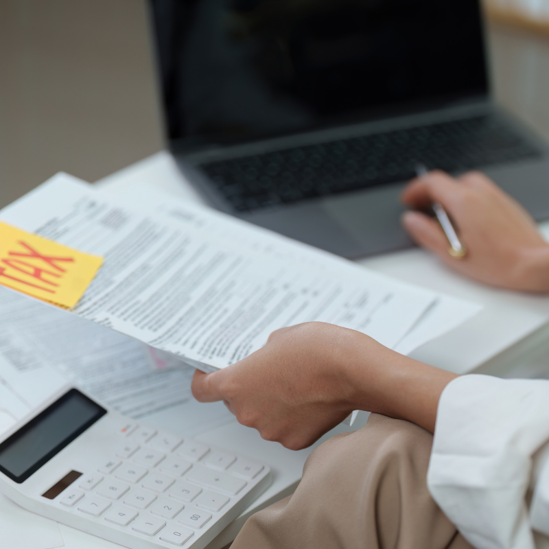 client organizing personal tax forms